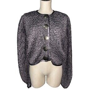 Double D Ranch Women’s Satin Crinkled Jacket size M Silver Western Cowgirl